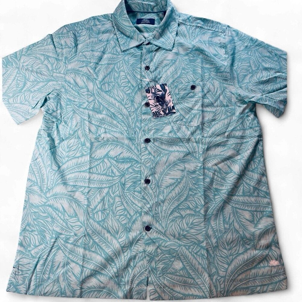 Havana Jim Men's Print Hawaiian Shirt NWT Tropical Aloha Button Down Short Slv